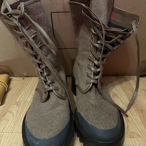 NWOT Tamara Mellon Brown Lace-Up Women's Army Boots Size 8.5